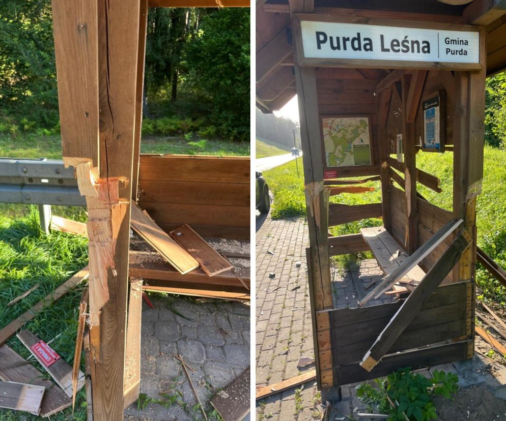 Wandale zniszczyli drewniane przystanki autobusowe