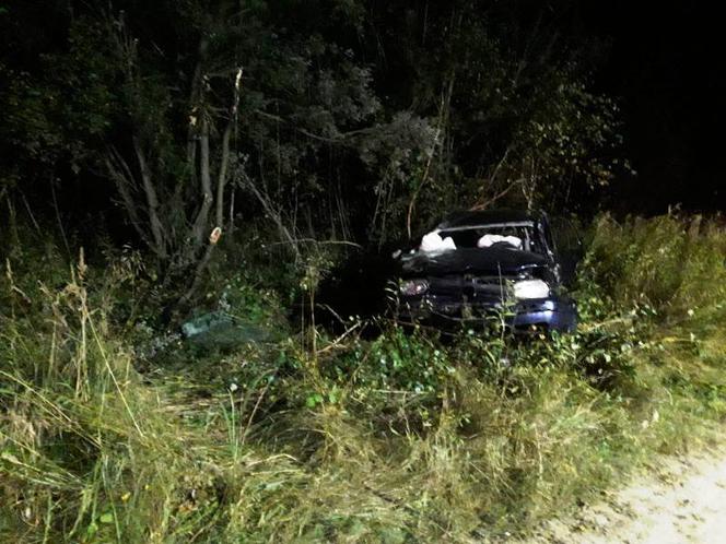Podegrodzie. Golf dachował w przydrożnych zaroślach. Jedna osoba w szpitalu