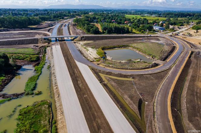 Plac budowy S1 Oświęcim - Dankowice w sierpniu 2024