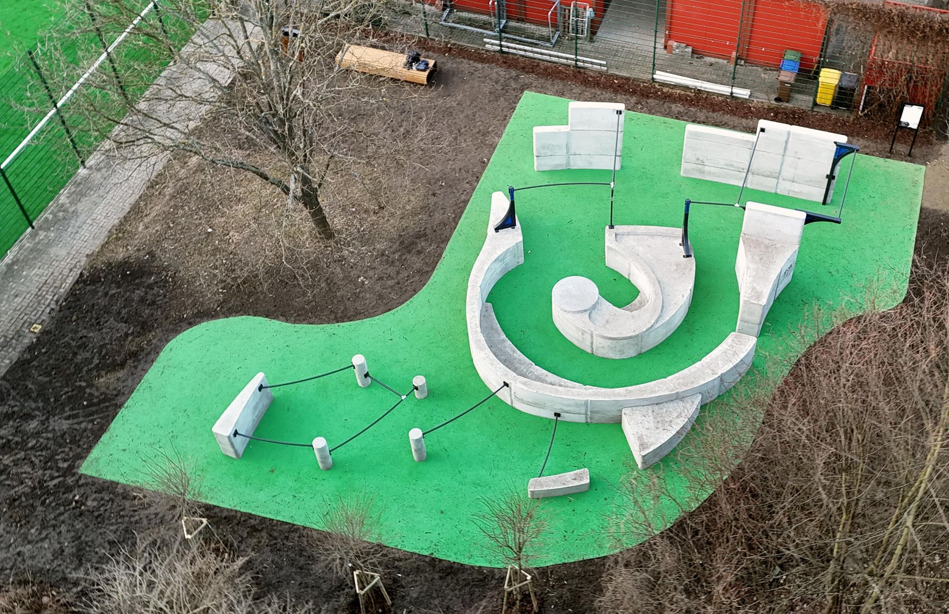 Flowpark do parkouru z drukowanego betonu 3D – Warszawa Ursynów