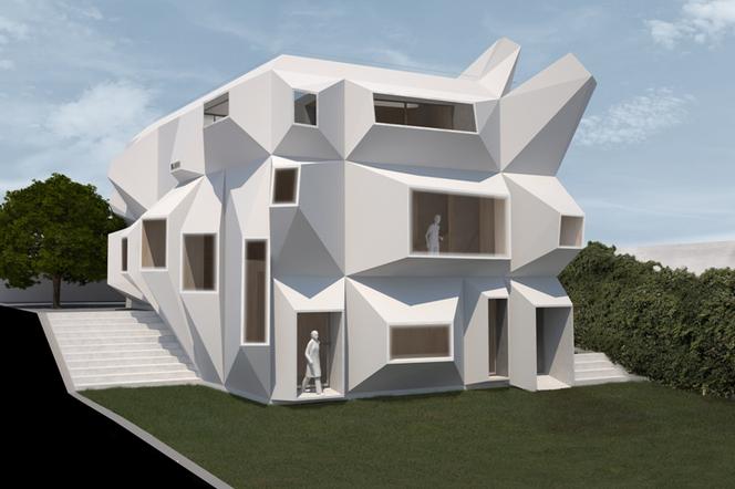 Peryskop - dom nad morzem. Projektowanie parametryczne wykorzystane zostało przy rozmieszczeniu okien
