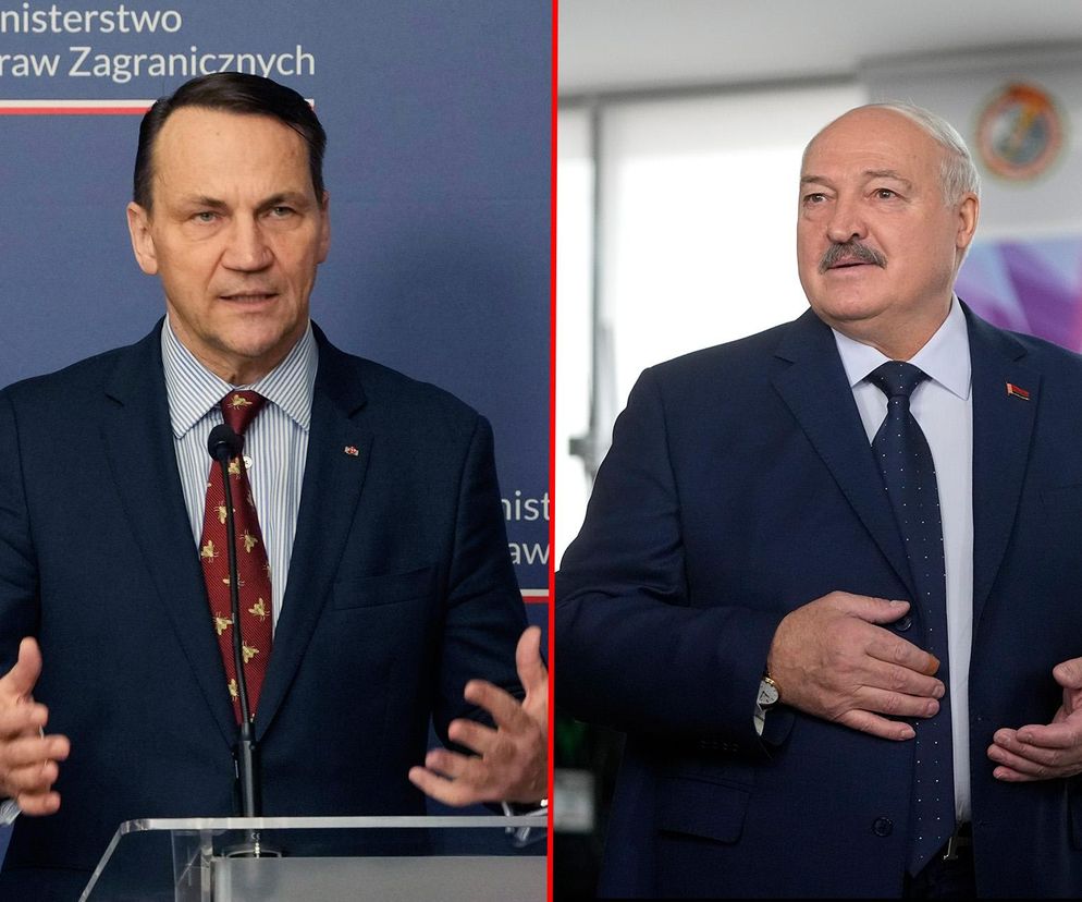 Radosław Sikorski i Aleksander Łukaszenko