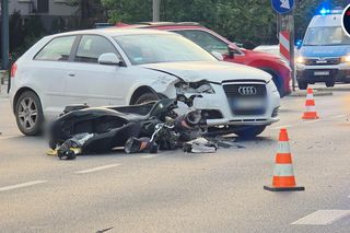 Wypadek na Mokotowie. Kierowca skutera trafił do szpitala 