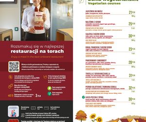 Menu w wagonie restauracyjnym Wars PKP Intercity