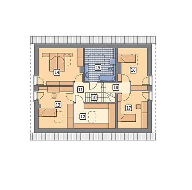 Projekt domu M201+AR1 Senne marzenie (etap II, aranżacja 1) od Muratora - plan poddasza