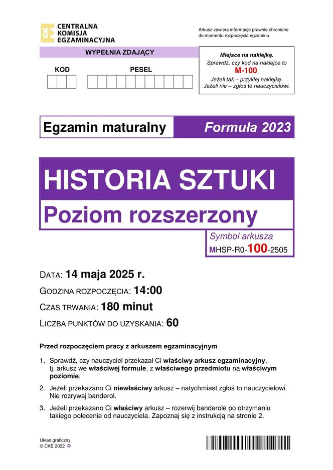 Matura 2025 historia sztuki - odpowiedzi do arkusza CKE 14.05.2025 - Formuła 2023