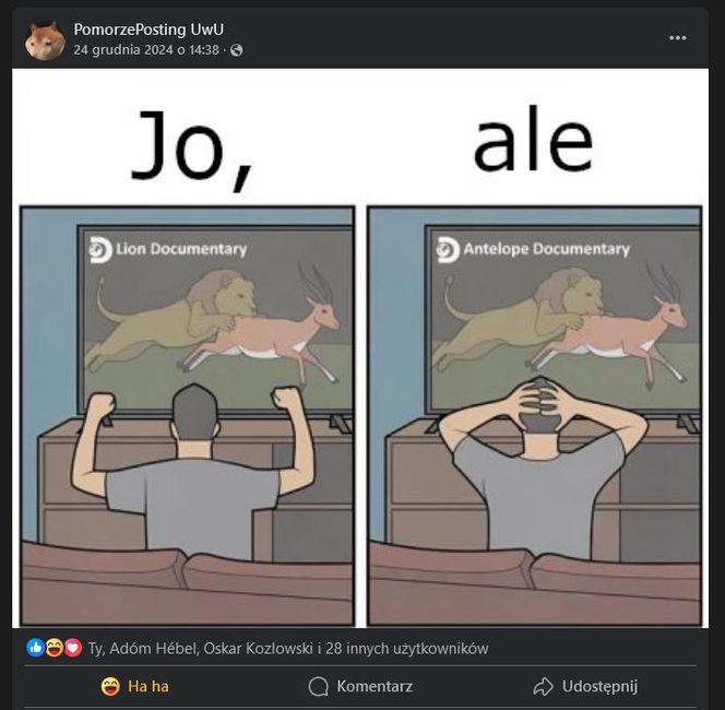 Mem ze strony FB PomorzePosting UwU