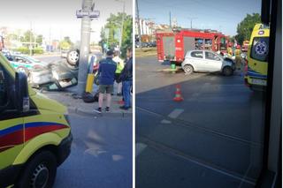 Wypadek na Królowej Jadwigi! Jedno auto dachowało 