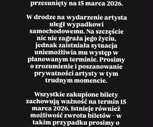 Uwielbiany muzyk uległ wypadkowi. Pokazał zdjęcia! Koncert odwołano