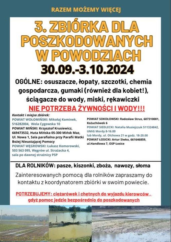 Ruch Gospodarstw Rodzinnych organizuje kolejną zbiórkę dla powodzian 