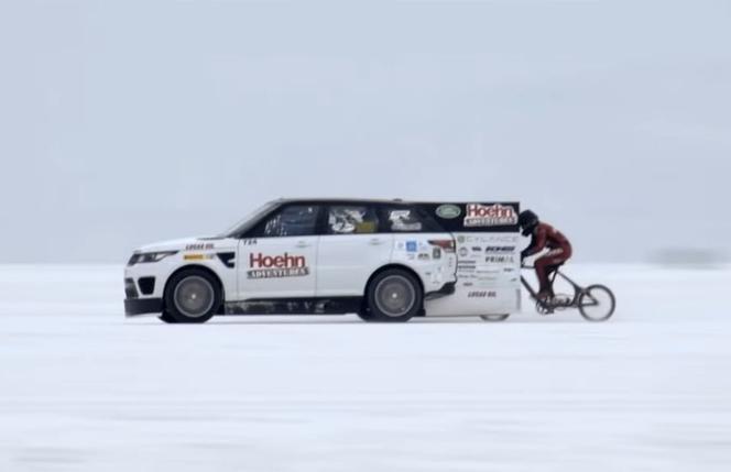 Rekord szybkości na rowerze - 300 km/h, Range Rover Sport SVR
