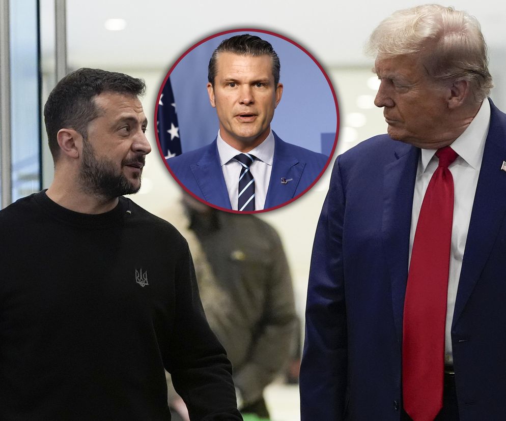 Trump + Zełenski + sekretarz obrony USA  Pete Hegseth