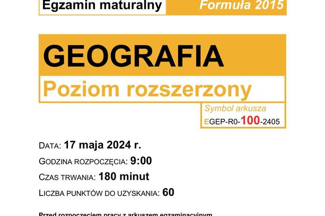 Matura 2024: geografia poziom rozszerzony. Arkusze CKE [STARA FORMUŁA 2015]