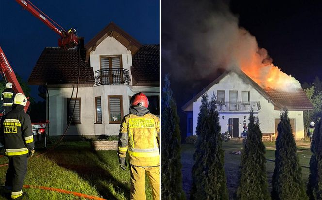 Dramatyczny pożar domu jednorodzinnego pod Sochaczewem. W środku byli ludzie!