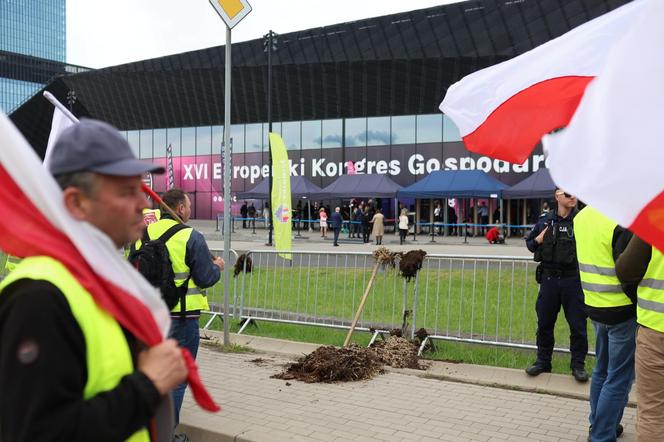 Rolnicy protestowali w Katowicach na Europejskim Kongresem Gospodarczym