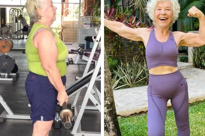Dziarska seniorka zaczęła harować na siłowni. Nie do wiary, jak się zmieniła!
