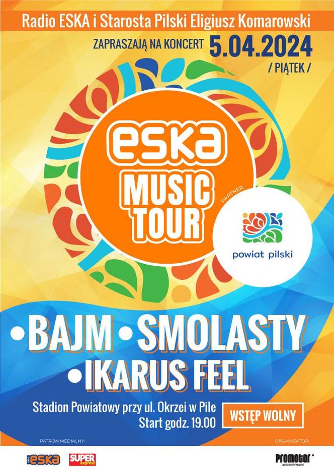 Plakat Eska music tour 2024 piła