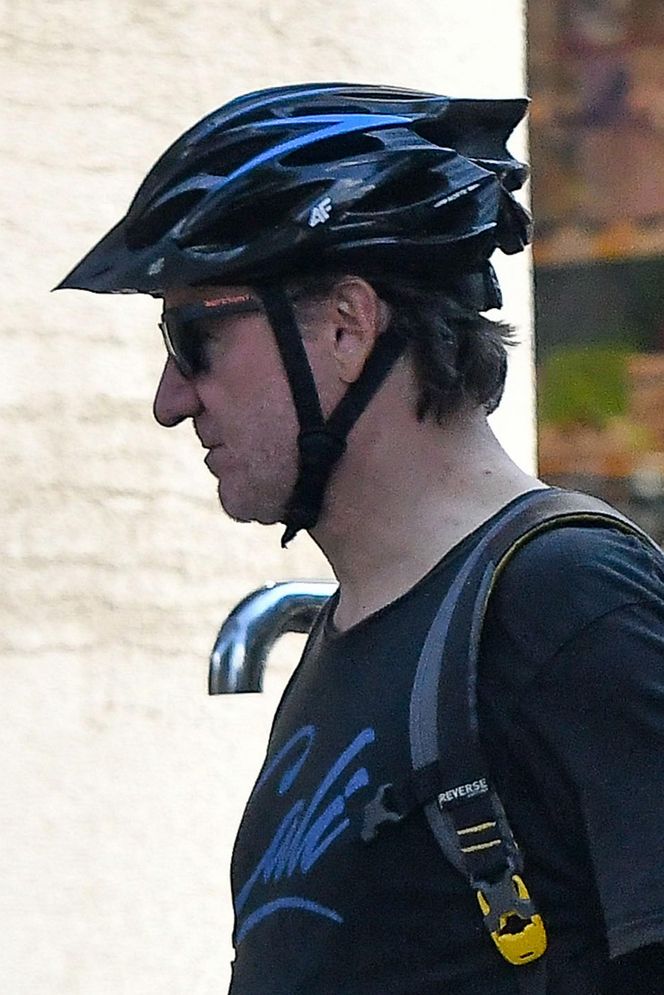 Robert Więckiewicz na rowerze