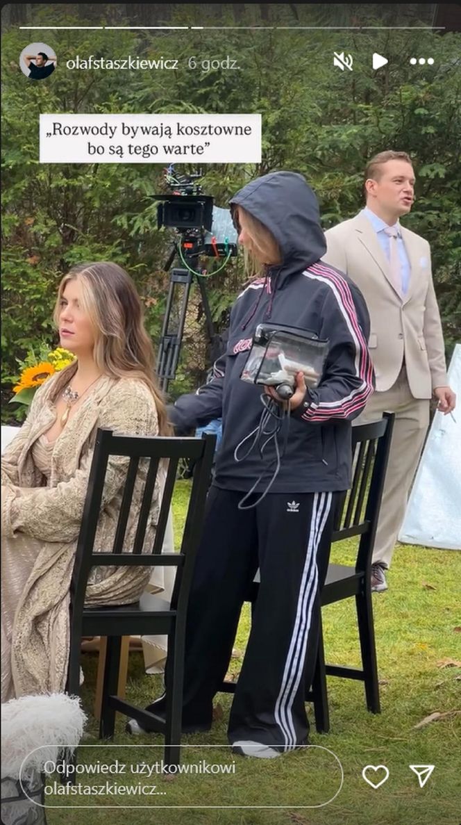 Barwy szczęścia. Hubert (Marek Molak), Agata (Natalia Zambrzycka) na planie