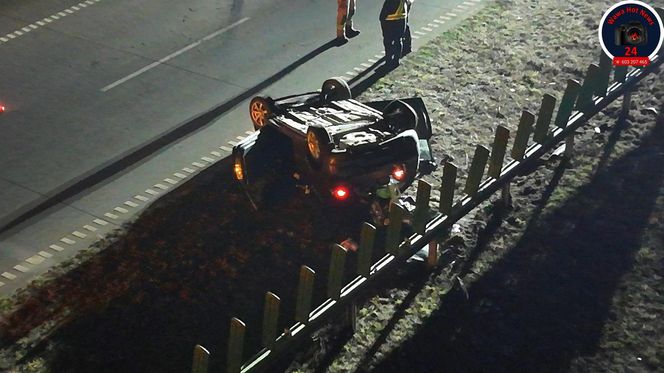 Dachowanie na S8. Jedna osoba trafiła do szpitala