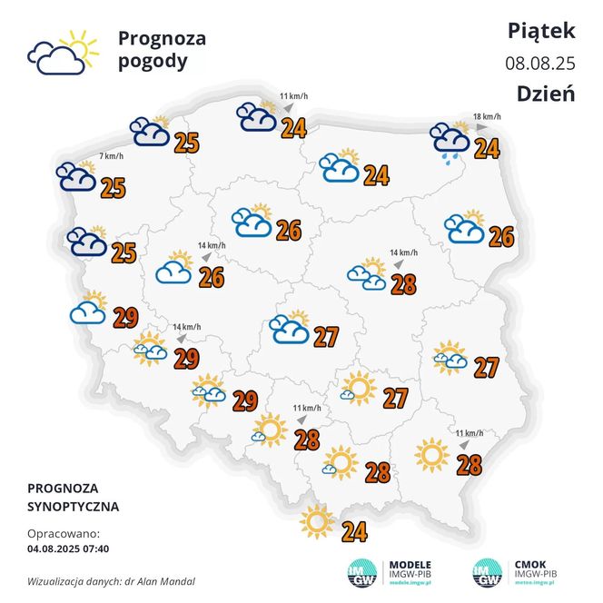 Pogoda piątek, 8.08.2025