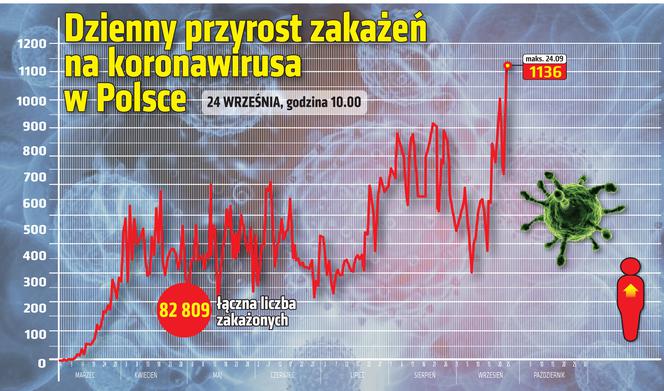 Koronawirus w Polsce. Statystyki, wykresy, grafiki (24 września)