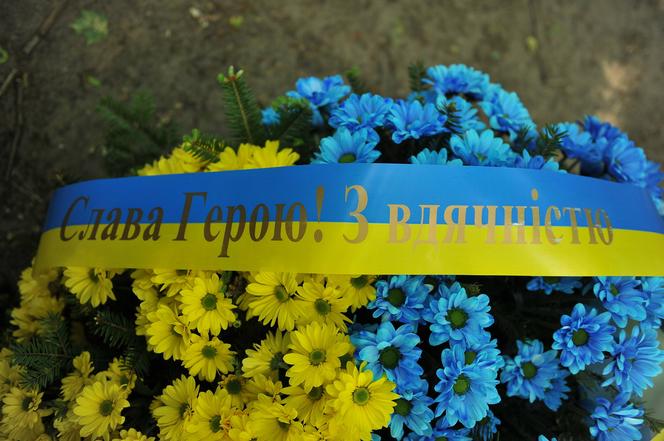 Wieniec od delegacji ukraińskiej na grobie Daniela Sztybera