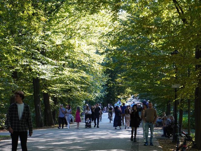 tłumy spokojnie spacerujących spacerowiczów w Pszczynie ZDJĘCIA