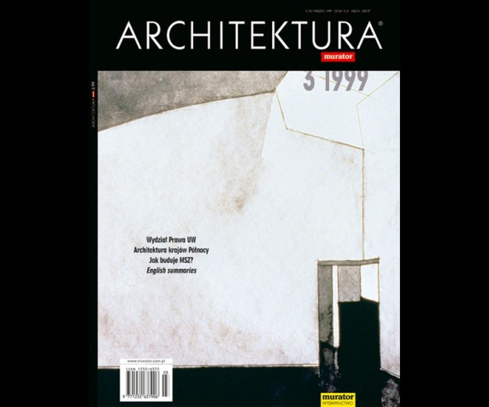 Okładka Miesięcznik Architektura 03/1999