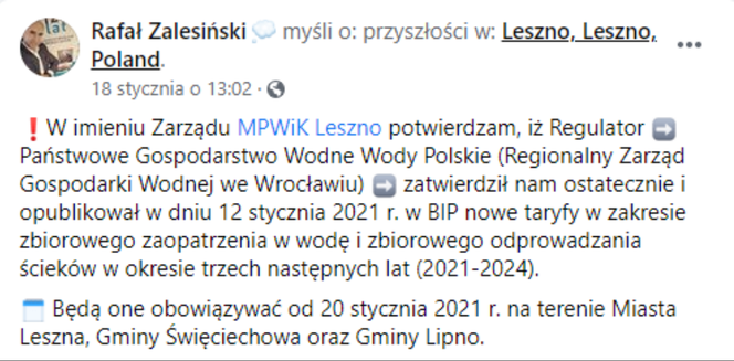 komunikat Rafała Zalesińskiego 