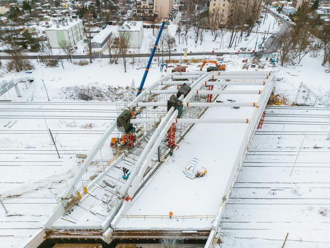 Budowa wiaduktu nad linia kolejową w Sosnowcu