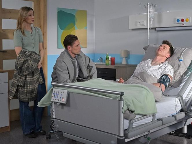 Pierwsza miłość, odcinek 4034: Alan (Alan Andersz), Oskar (Filip Gurłacz), Kalina (Magdalena Wieczorek) 