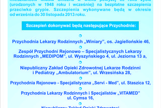 Bezpłatne szczepienia przeciwko grypie dla seniorów