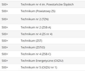 Ranking techników 2023 ŚLĄSKIE wg Perspektywy