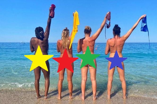 Siatkówka, siatkarki, urlop, topless, od lewej: Myriam Sylla, Alessia Oro, Sara Loda, Raphaela Folie