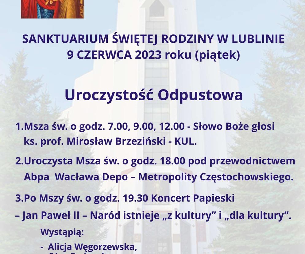 Uroczystości odpustowe w Sanktuarium Świętej Rodziny w Lublinie