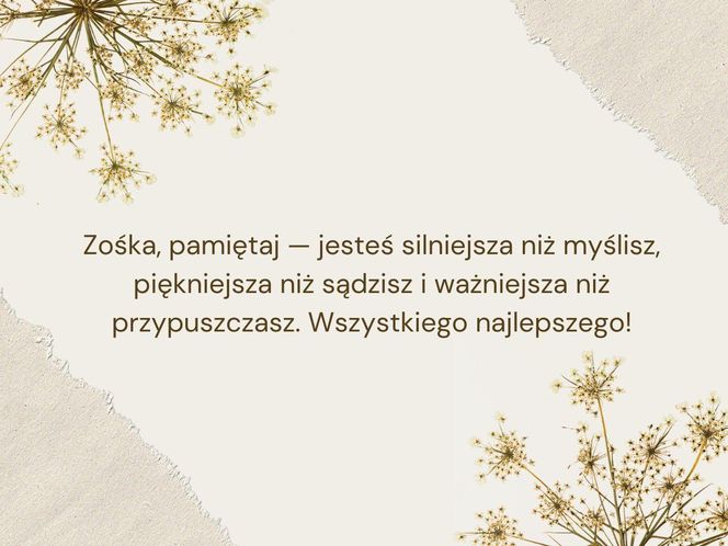 Kartka z życzeniami na imieniny Zosi