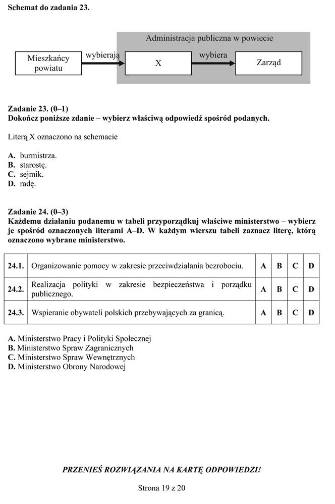 EGZAMIN GIMNAZJALNY 2013 HISTORIA, WOS - ARKUSZE, ODPOWIEDZI