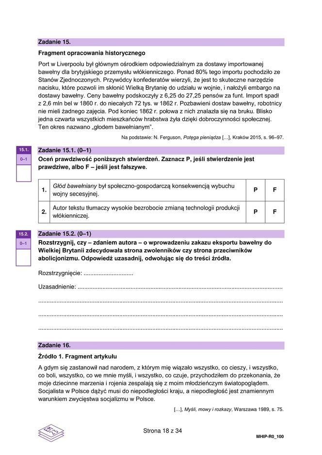 Matura historia 2025: Odpowiedzi i arkusze CKE [19.05.2025] nowa formuła 2023	