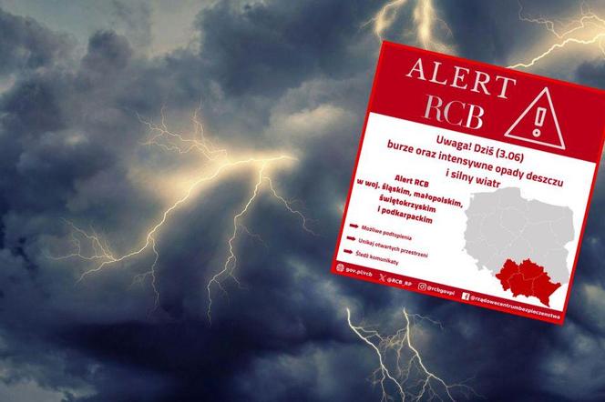 Alert burzowy. RCB ostrzega przed burzami i silnym wiatrem