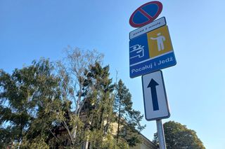 ​Ktoś przemalował strefę „Pocałuj i Jedź” przy Szkole Podstawowej nr 10 w Lesznie. Bo kojarzyła się z barwami Ukrainy