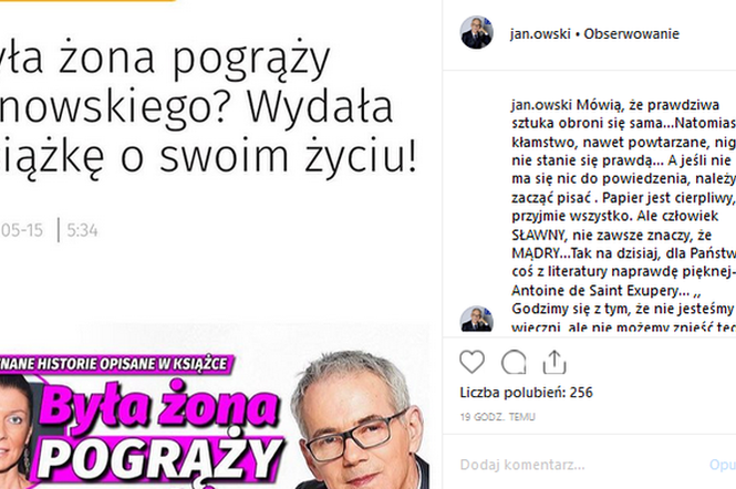 Robert Janowski o książce swojej byłej żony: wstyd, żenada!