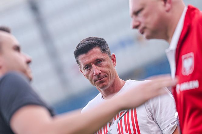 Robert Lewandowski na meczu Polska - Mołdawia