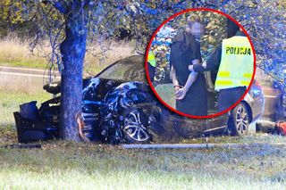 Kierowca Mercedesa pod wpływem wjechał w filar wiaduktu, odbił się i huknął w drzewo