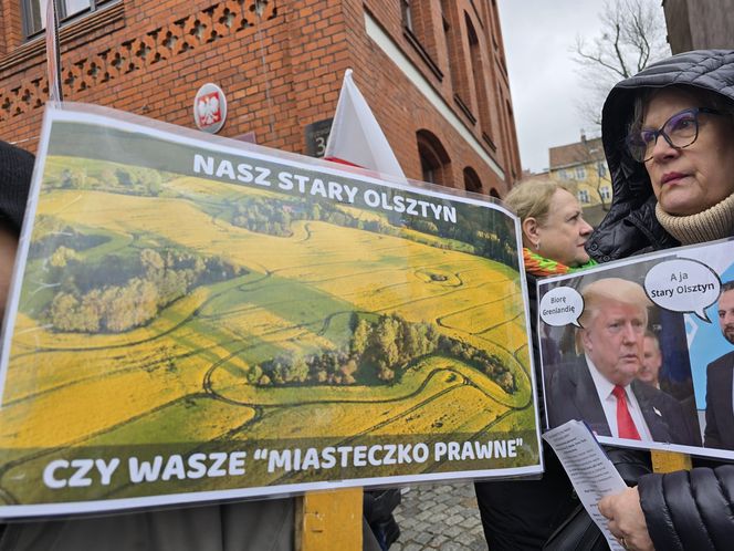 Protest mieszkańców gminy Purda pod olsztyńskim ratuszem