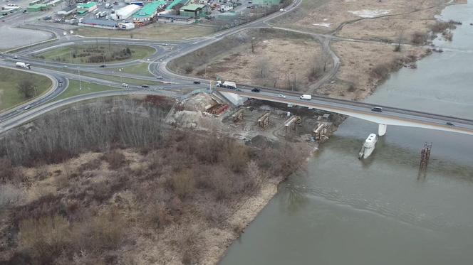 Budowa mostu w Sandomierzu. Marzec 2024