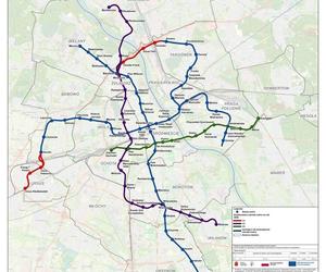 Plany rozbudowy sieci metra w Warszawie na mapach