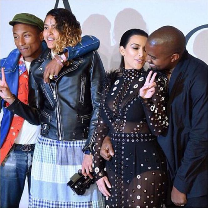 Kim Kardashian Kanye West i Pharrell Williams z żoną na gali CFDA