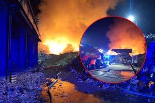 Potężny pożar składowiska w Bełżycach. 120 strażaków walczy z ogniem