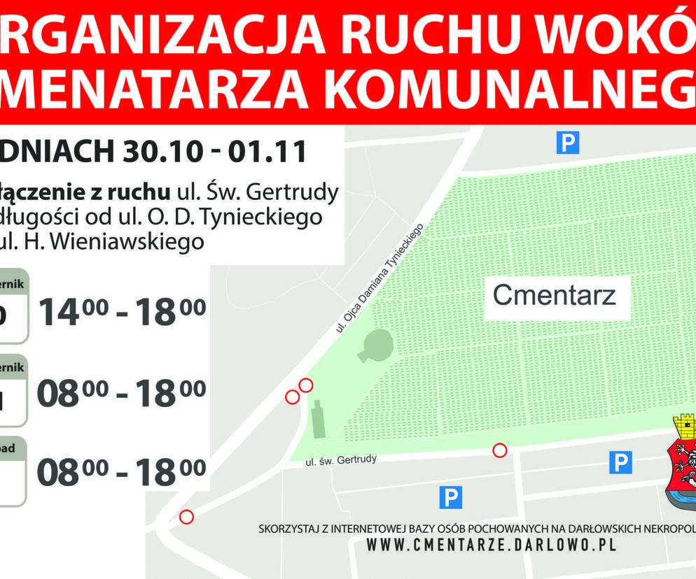 Zmiany w organizacji ruchu przy cmentarzu w Darłowie